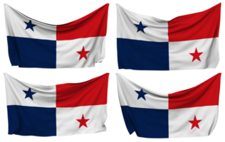 Panama épinglé drapeau de coins, isolé avec différent agitant variantes, 3d le rendu png