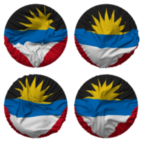 Antígua e barbuda bandeira dentro volta forma isolado com quatro diferente acenando estilo, colisão textura, 3d Renderização png