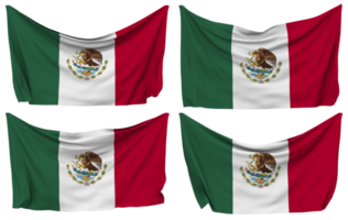 Mexico Pinned Flag from Corners, Isolated with Different Waving Variations, 3D Rendering png