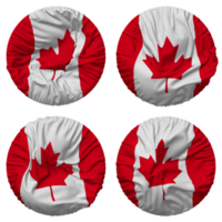 Canada vlag in ronde vorm geïsoleerd met vier verschillend golvend stijl, buil textuur, 3d renderen png