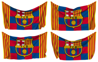 zaalvoetbal club Barcelona, fcb vastgemaakt vlag van hoeken, geïsoleerd met verschillend golvend variaties, 3d renderen png
