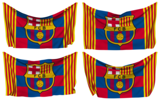 futbol Verein Barcelona, FCB festgesteckt Flagge von Ecken, isoliert mit anders winken Variationen, 3d Rendern png