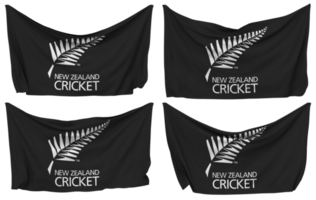 ny zealand cricket, nzc fästs flagga från hörn, isolerat med annorlunda vinka variationer, 3d tolkning png