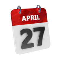 April 27 Date 3D Icon Isolated, Shiny and Glossy 3D Rendering, Month Date Day Name, Schedule, History png