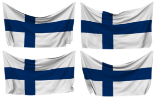 Finlandia clavado bandera desde esquinas, aislado con diferente ondulación variaciones, 3d representación png