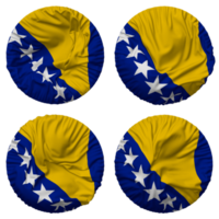 Bosnia and Herzegovina Flag in Round Shape Isolated with Four Different Waving Style, Bump Texture, 3D Rendering png