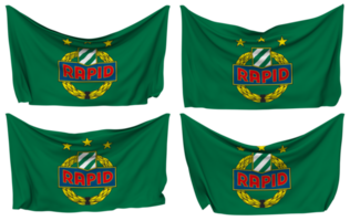 Sportklub Rapid Wien, SK Rapid Wien Pinned Flag from Corners, Isolated with Different Waving Variations, 3D Rendering png