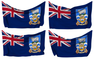 Falkland Islands Pinned Flag from Corners, Isolated with Different Waving Variations, 3D Rendering png