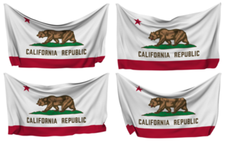 Etat de Californie épinglé drapeau de coins, isolé avec différent agitant variantes, 3d le rendu png