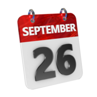 September 26 Date 3D Icon Isolated, Shiny and Glossy 3D Rendering, Month Date Day Name, Schedule, History png