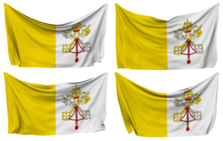 Vatican City Pinned Flag from Corners, Isolated with Different Waving Variations, 3D Rendering png