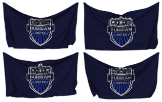 buriram förenad fotboll klubb fästs flagga från hörn, isolerat med annorlunda vinka variationer, 3d tolkning png