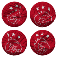 amsterdamsche Football club ajax, afc ajax, ajax Amsterdam Football club drapeau dans rond forme isolé avec quatre différent agitant style, bosse texture, 3d le rendu png