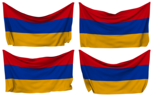 Armenia Pinned Flag from Corners, Isolated with Different Waving Variations, 3D Rendering png