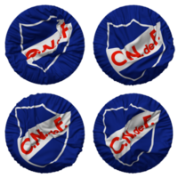 club nacional de Amerikaans voetbal vlag in ronde vorm geïsoleerd met vier verschillend golvend stijl, buil textuur, 3d renderen png