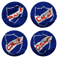 club nacional de Football drapeau dans rond forme isolé avec quatre différent agitant style, bosse texture, 3d le rendu png