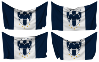 Club de Futbol Monterrey, Rayados Pinned Flag from Corners, Isolated with Different Waving Variations, 3D Rendering png