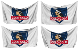 Verein Sozial y deportivo colo colo festgesteckt Flagge von Ecken, isoliert mit anders winken Variationen, 3d Rendern png