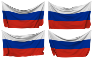 Rusland vastgemaakt vlag van hoeken, geïsoleerd met verschillend golvend variaties, 3d renderen png