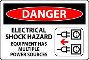 Danger Sign Electrical Shock Hazard, Equipment Has Multiple Power Sources vector