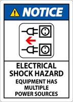 Notice Sign Electrical Shock Hazard, Equipment Has Multiple Power Sources vector