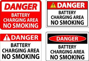 Danger Sign Battery Charging Area, No Smoking vector