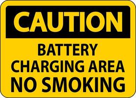 Caution Sign Battery Charging Area, No Smoking vector