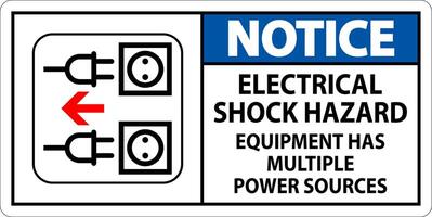 Notice Sign Electrical Shock Hazard, Equipment Has Multiple Power Sources vector