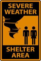 Severe Weather Shelter Area Sign On White Background vector