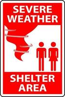 Severe Weather Shelter Area Sign On White Background vector