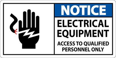 Notice Sign Electrical Equipment, Access To Qualified Personnel Only vector