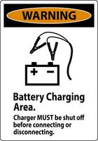 Warning Sign Battery Charging Area, Charger Must Be Shut Off Before Connecting or Disconnecting vector