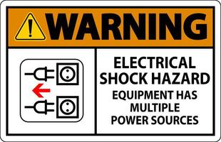 Warning Sign Electrical Shock Hazard, Equipment Has Multiple Power Sources vector