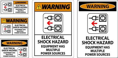 Warning Sign Electrical Shock Hazard, Equipment Has Multiple Power Sources vector