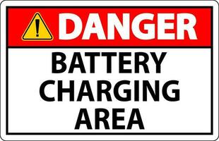 Danger Sign Battery Charging Area On White Background vector