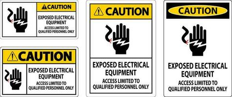 Caution Sign Exposed Electrical Equipment, Access Limited To Qualified Personnel Only vector