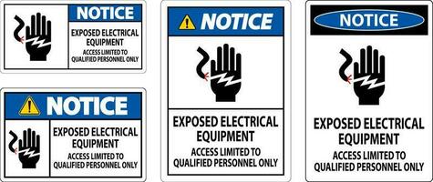 Notice Sign Exposed Electrical Equipment, Access Limited To Qualified Personnel Only vector