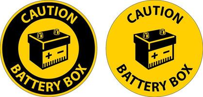 Caution Battery Box with Icon Sign On White Background vector