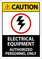 Electrical Safety Sign Caution, Electrical Equipment Authorized Personnel Only vector