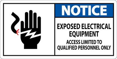 Notice Sign Exposed Electrical Equipment, Access Limited To Qualified Personnel Only vector