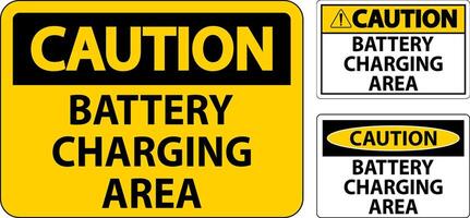 Caution Sign Battery Charging Area On White Background vector