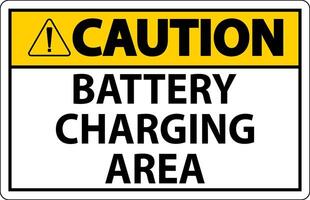 Caution Sign Battery Charging Area On White Background vector