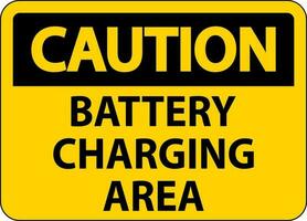 Caution Sign Battery Charging Area On White Background vector