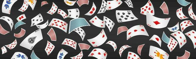 Poker Card Scattered Banner, Vector Illustration