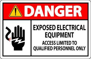 Danger Sign Exposed Electrical Equipment, Access Limited To Qualified Personnel Only vector