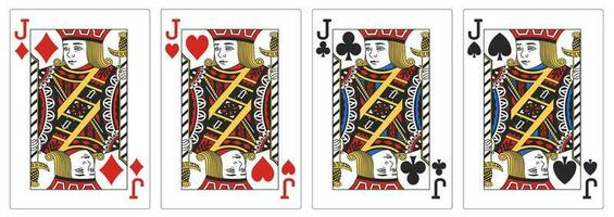 4 Of A Kind Jacks Poker Playing Card, Vector Illustration