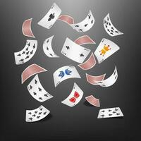 Poker Card Diamond Scattered, Vector Illustration