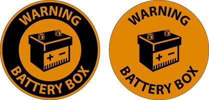 Warning Battery Box with Icon Sign On White Background vector