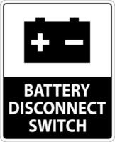 Battery Disconnect Switch Sign On White Background vector