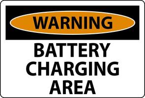 Warning Sign Battery Charging Area On White Background vector